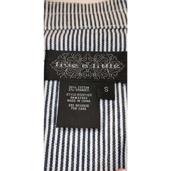 Live A Little Women's Denim Jacket Size Small Black White Stripe Ruffle Detail - Picture 7 of 8